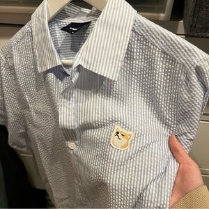Shiba Inu short sleeve button down